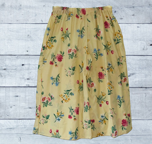 Yellow Floral Upcycled Wide-Leg Baggy Pants – Handmade from Vintage Floral Sheet | One-of-a-Kind Sustainable Fashion