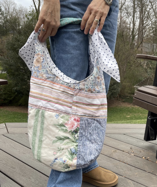 ***CLEARANCE***Upcycled Hobo Purse – Handmade Vintage Quilt Bag with Thrifted Sheet Lining | One-of-a-Kind Slow Fashion Tote