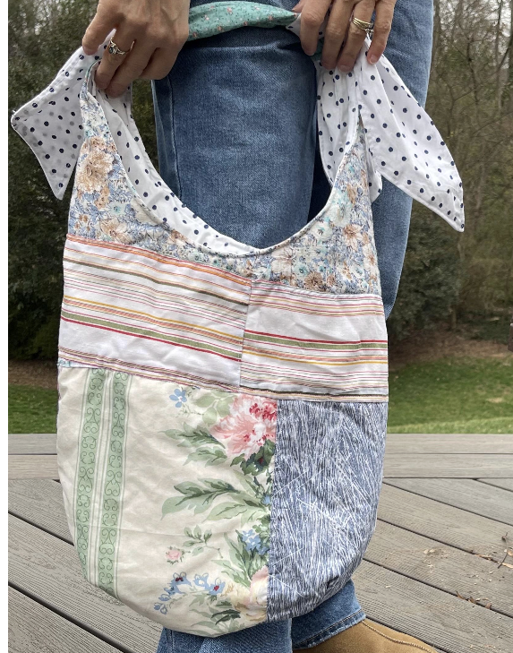 ***CLEARANCE***Upcycled Hobo Purse – Handmade Vintage Quilt Bag with Thrifted Sheet Lining | One-of-a-Kind Slow Fashion Tote