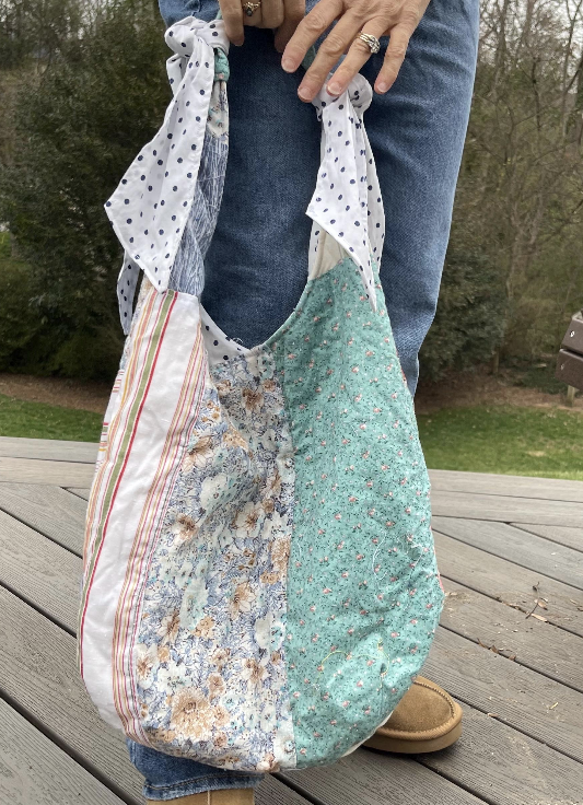 ***CLEARANCE***Upcycled Hobo Purse – Handmade Vintage Quilt Bag with Thrifted Sheet Lining | One-of-a-Kind Slow Fashion Tote